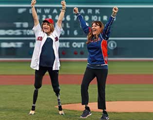 Double Amputee Throwing First Pitch at Red Sox Game